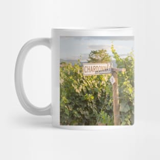 Chardonnay Signpost and Grapevines in Summer Mug